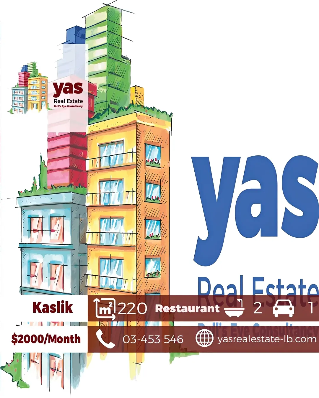 Restaurant for rent in Kaslik