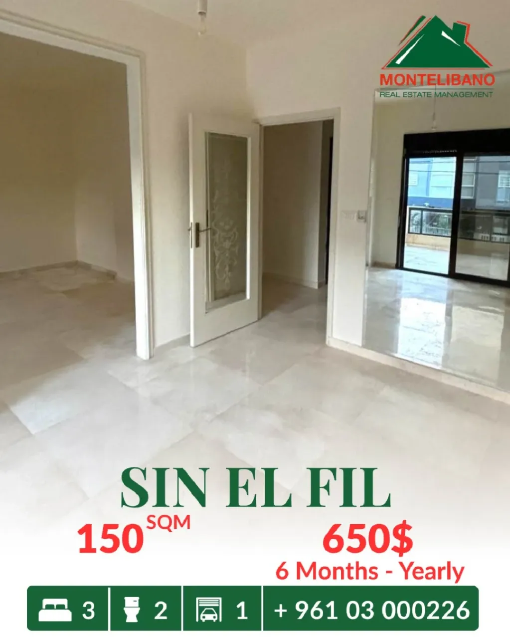 Apartment for rent in Sin El Fil, Lebanon