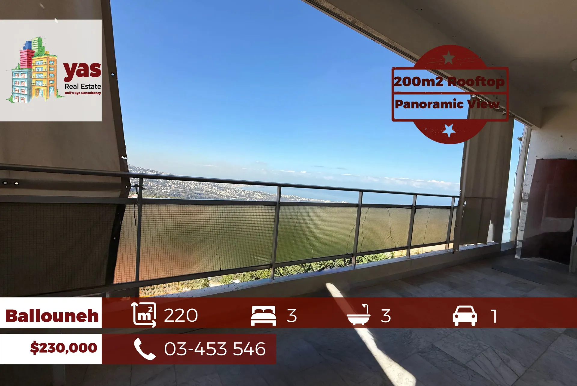Apartment for Sale in Ballouneh - 3 bed, 3 bath