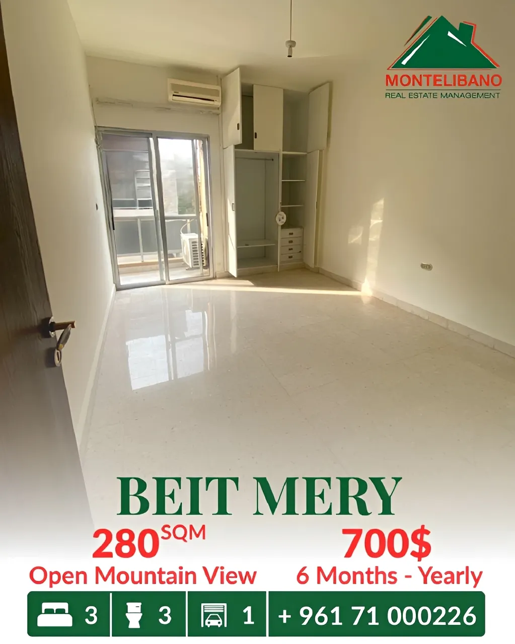 Apartment for rent in Beit Meri
