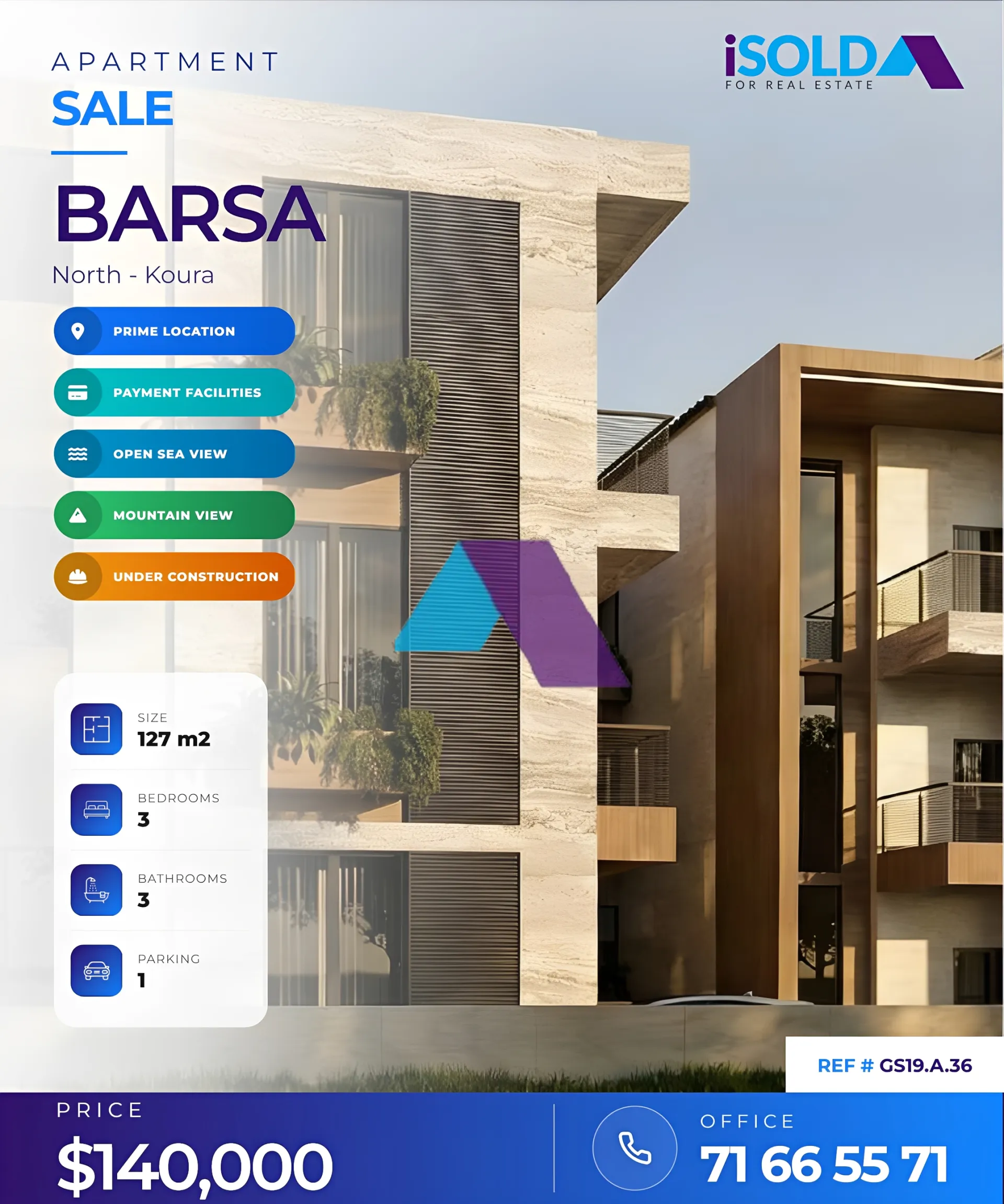 Apartment for sale in Barsa, Lebanon - 3 bed, 3 bath