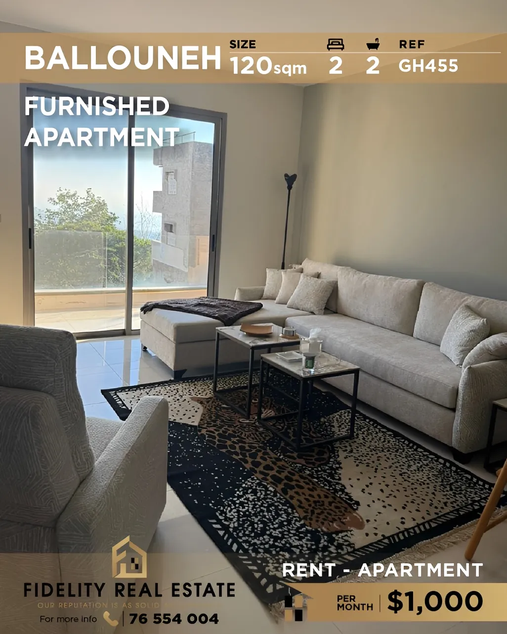 Apartment for rent in Ballouneh, Lebanon - 2 bed, 2 bath