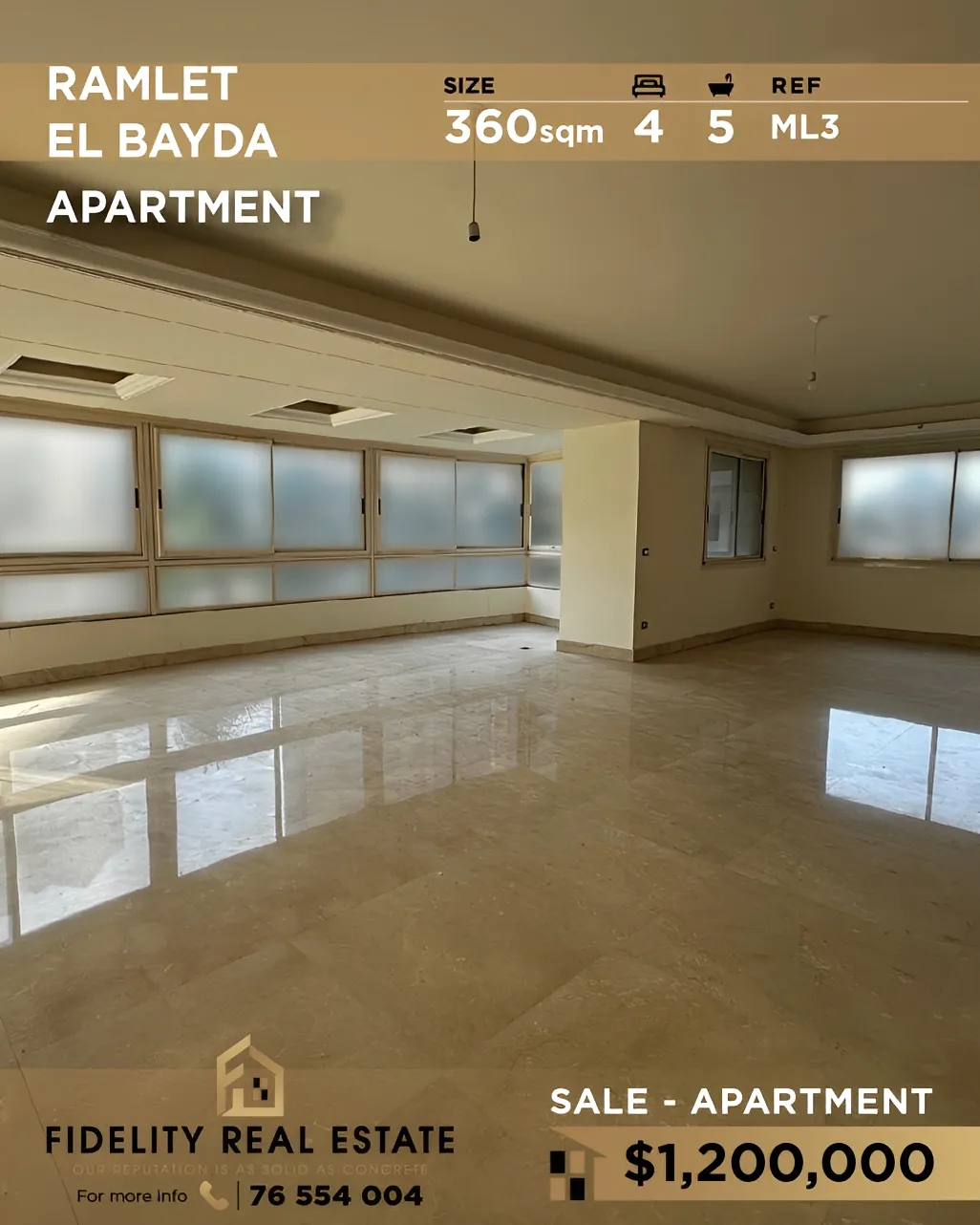 Apartment for sale in Ramlet El Baida, Bayrut, Lebanon
