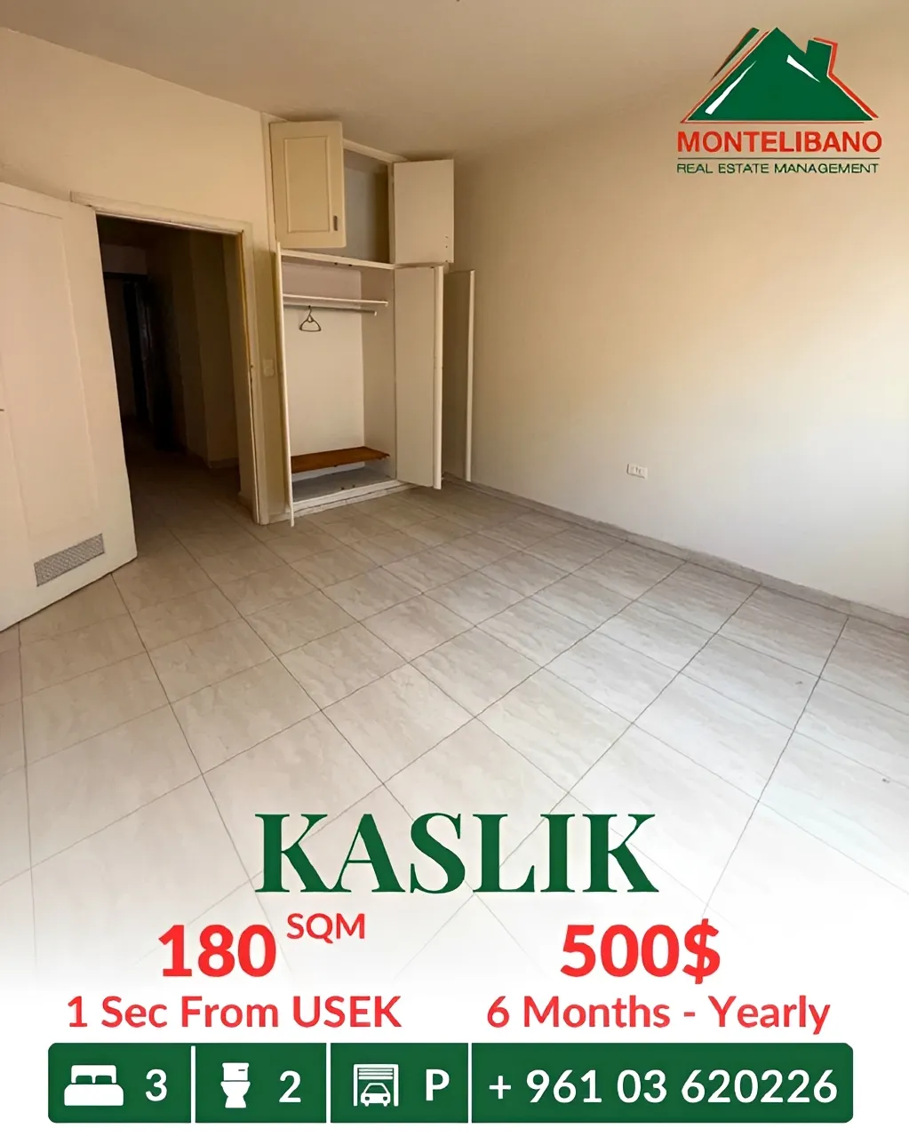 Apartment for rent in Kaslik, Lebanon