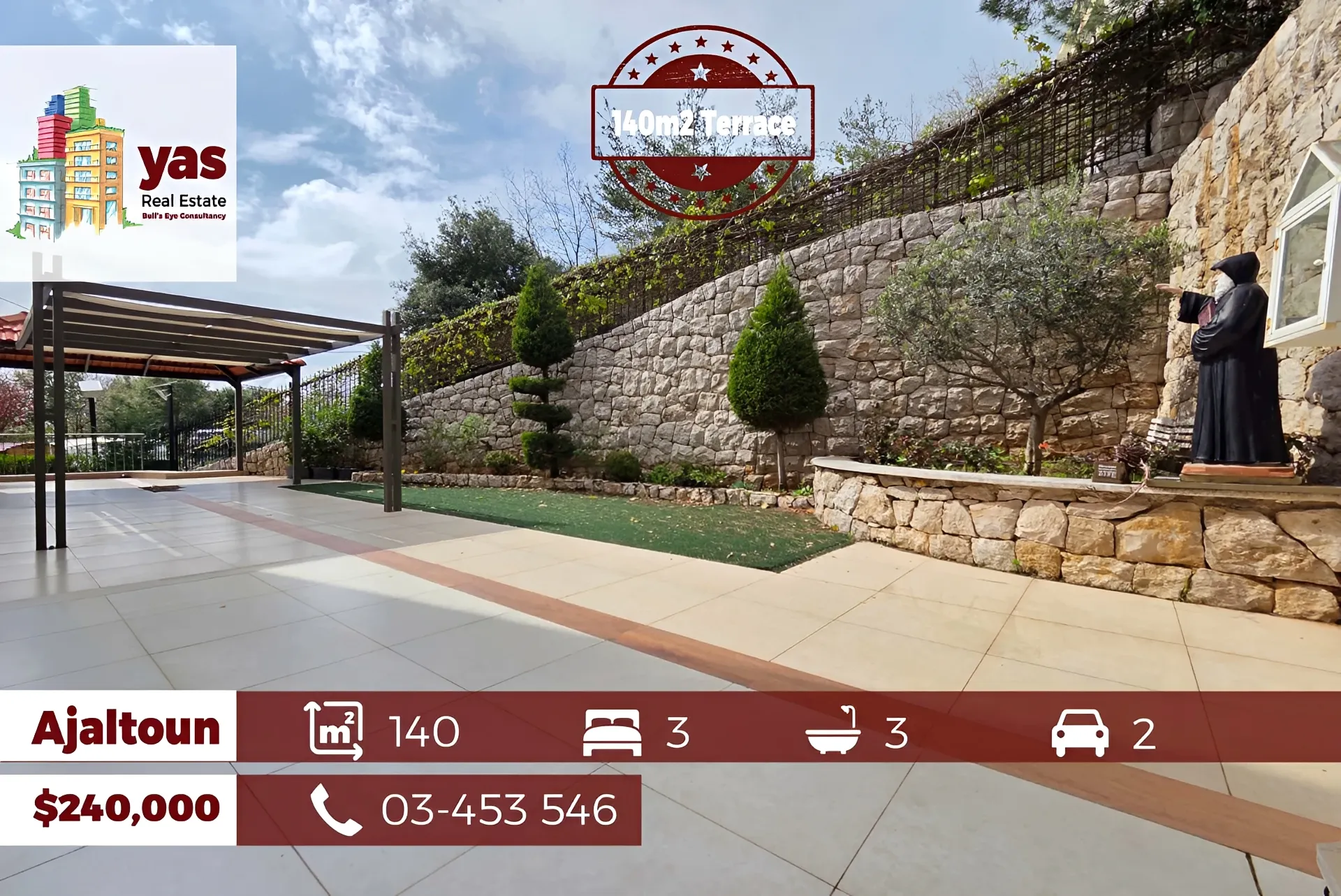 Apartment for Sale in Ajaltoun - 3 bed, 3 bath