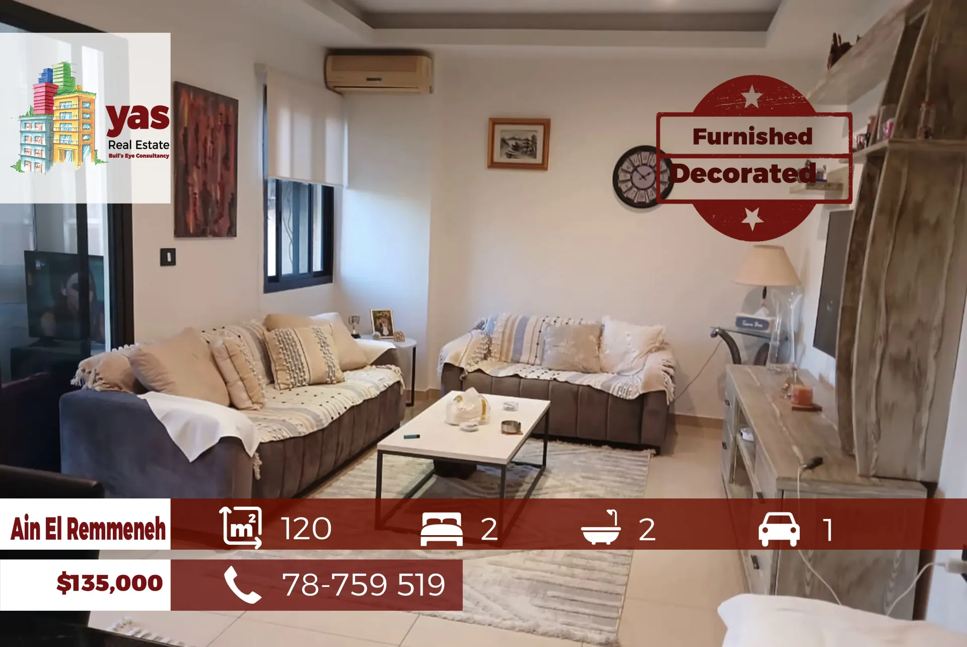 Apartment for Sale in Ain el remmeneh