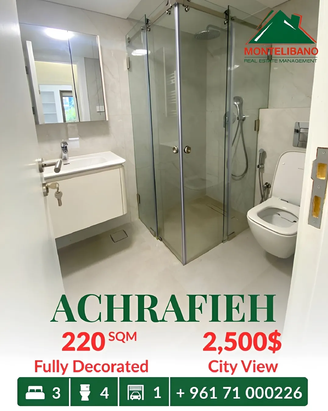 Apartment for rent in Achrafieh, Beirut, Lebanon