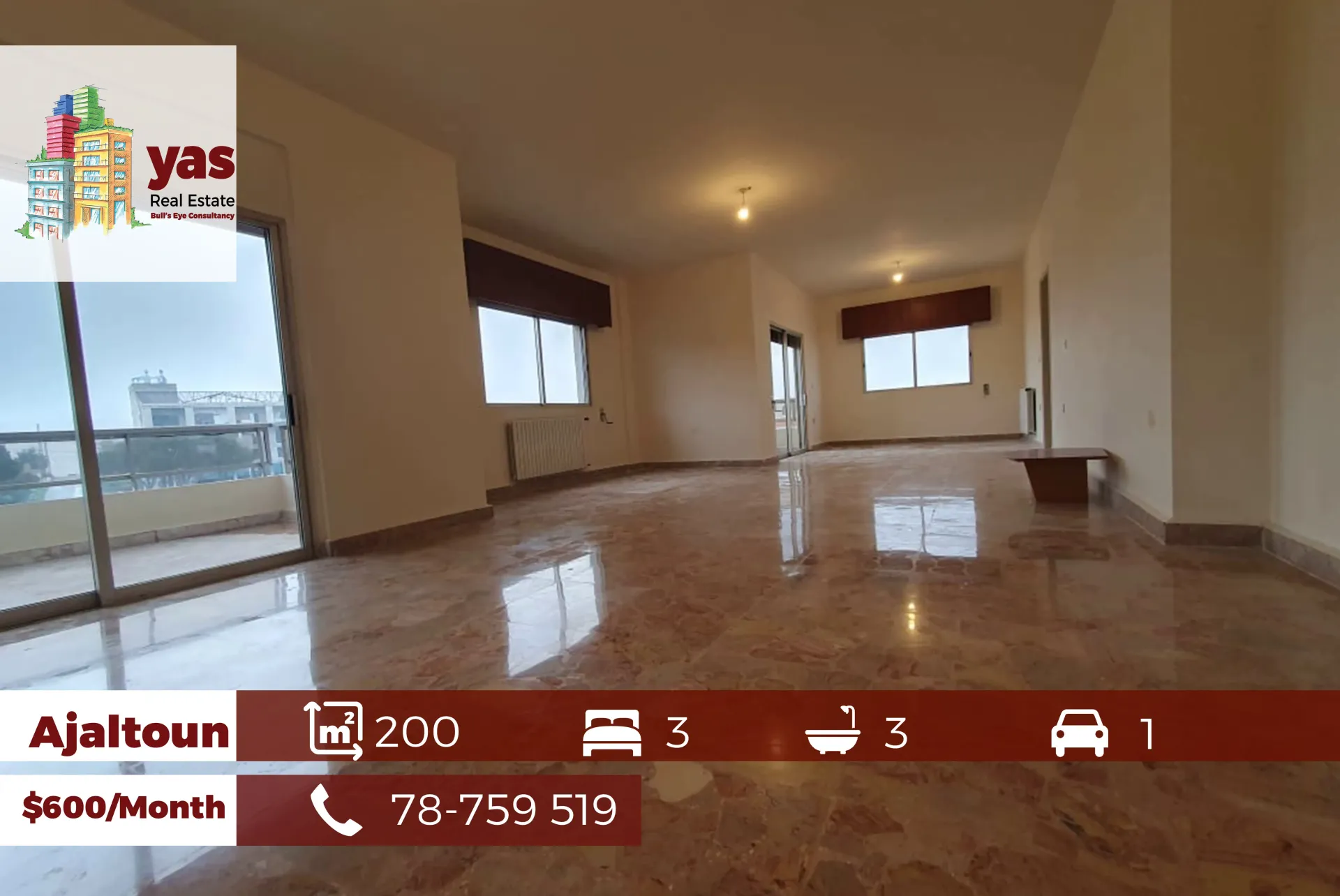 Apartment for Rent in Ajaltoun - 3 bed, 3 bath