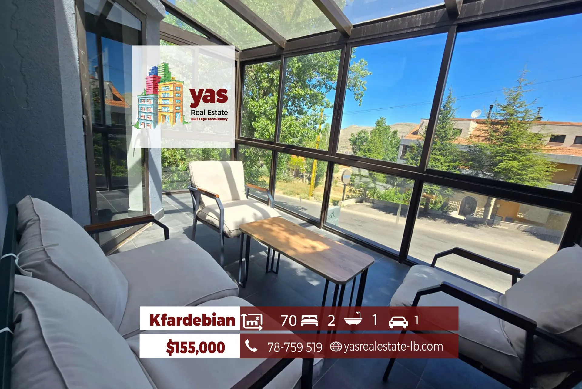 Penthouse for sale in Kfardebian - 2 bed, 1 bath