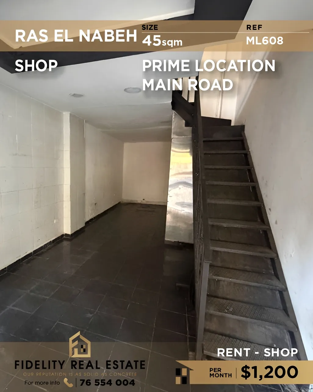 Shop for rent in Ras Al Naba'a, Beirut, Lebanon