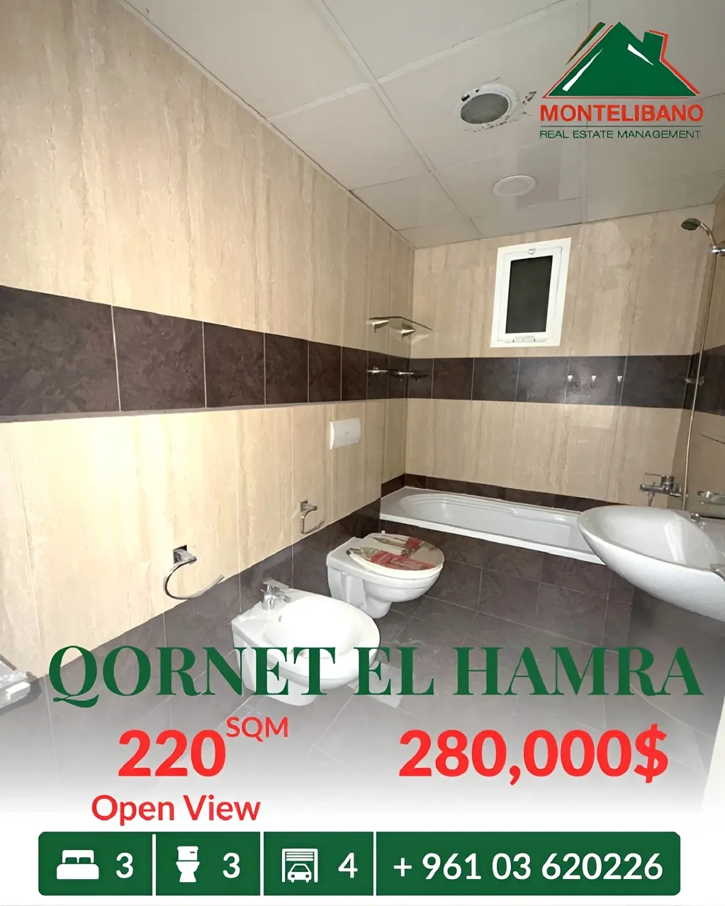 Apartment for sale in Qornet El Hamra, Lebanon