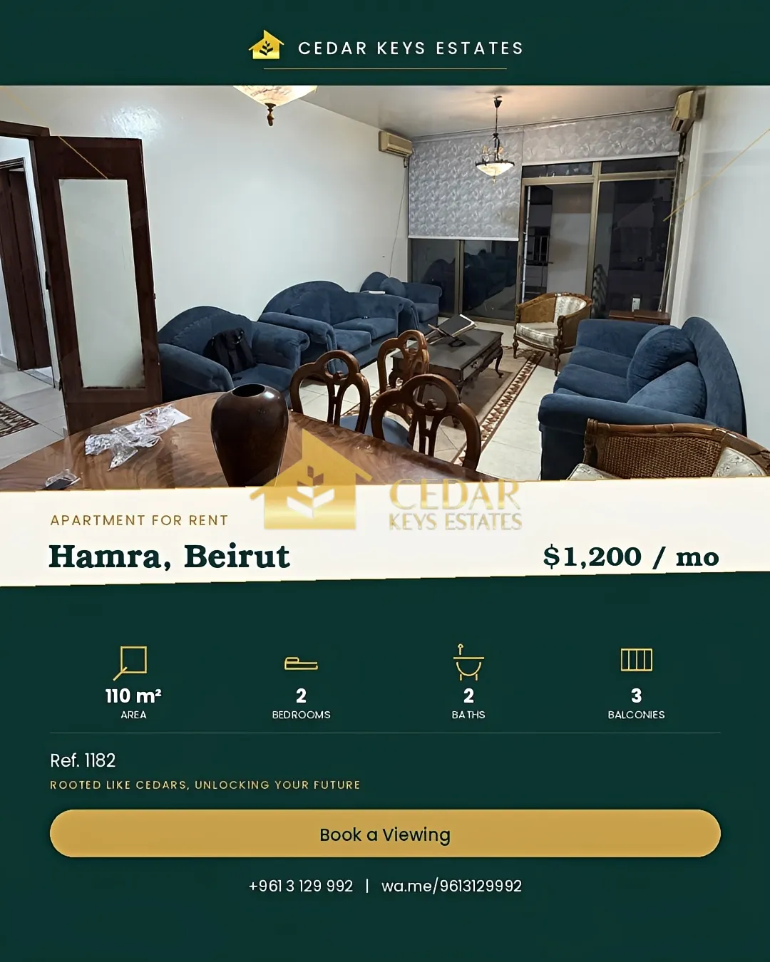 Apartment for rent in Hamra, Beirut, Lebanon