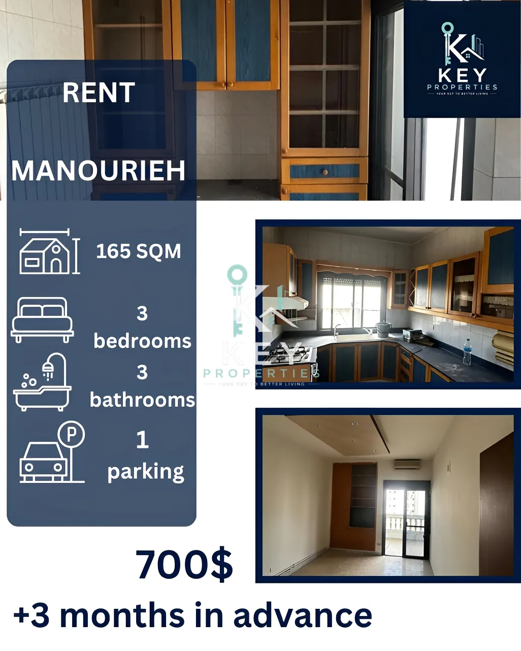 Apartment for rent in Mansourieh, Lebanon - 3 bed, 3 bath