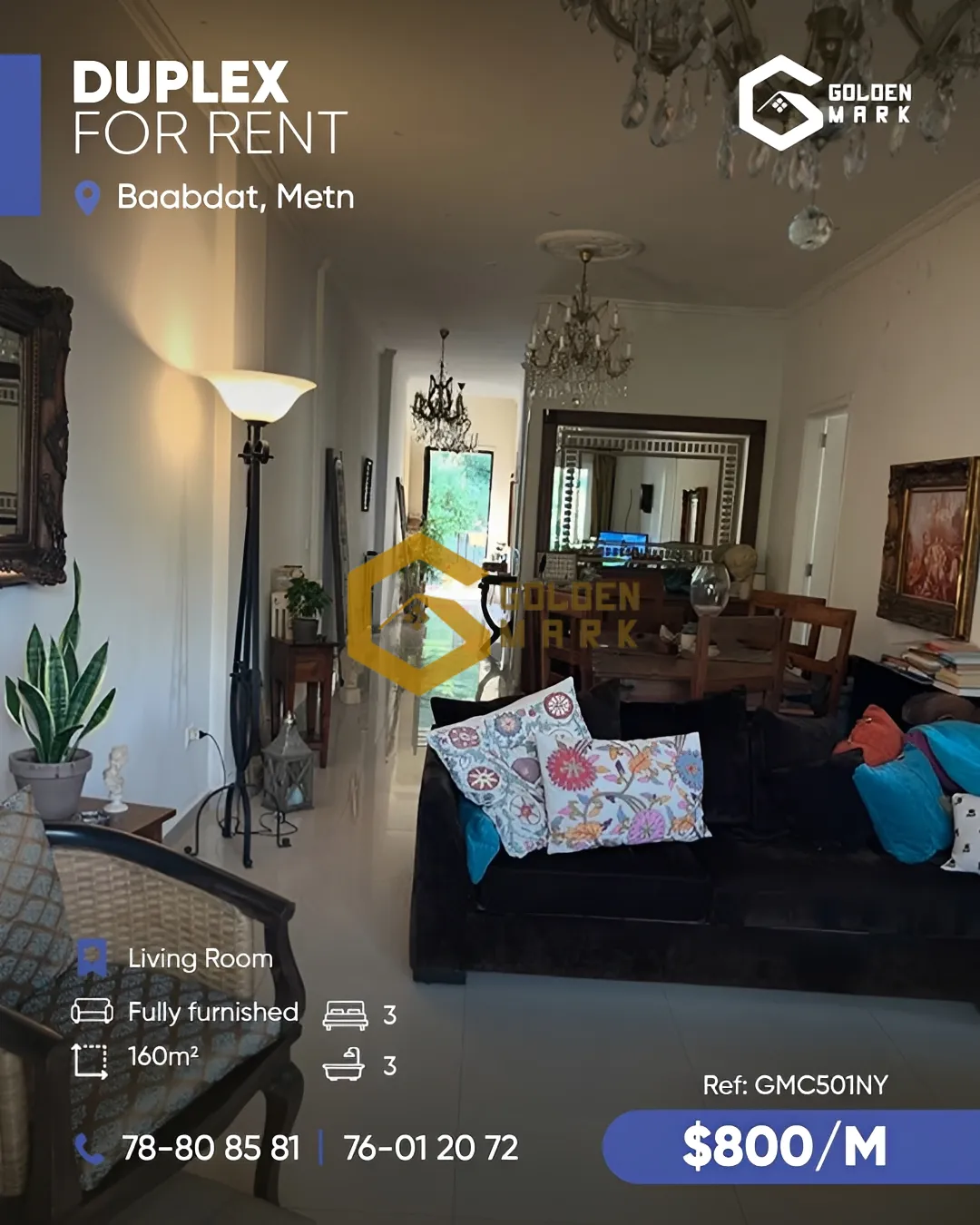 Duplex for Rent in Baabdat - 3 bed, 3 bath