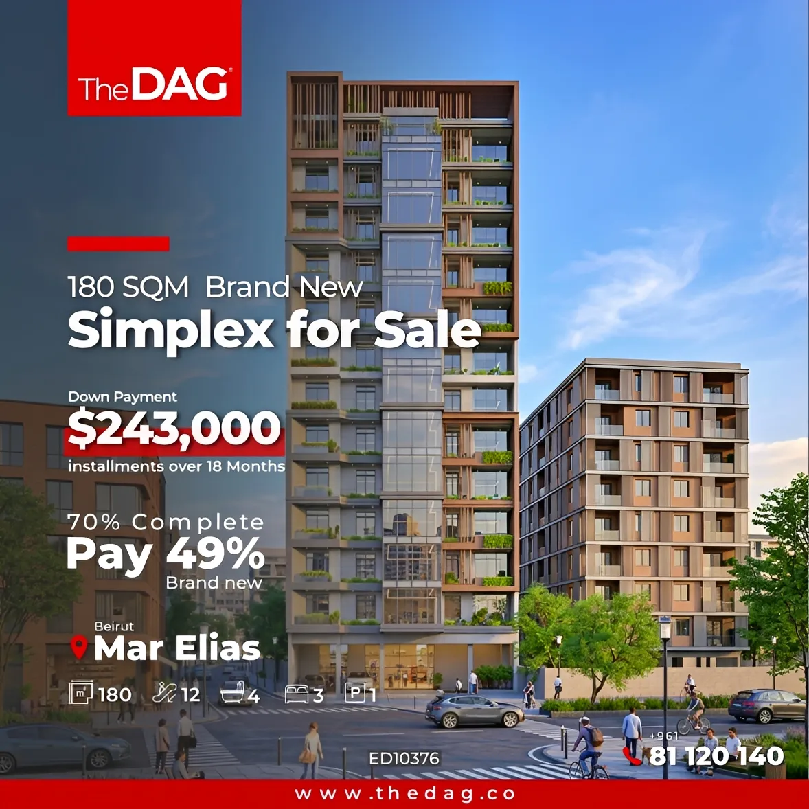 Apartment for sale in Mar Elias refugee camp, Beirut, Lebanon - 3 bed, 4 bath