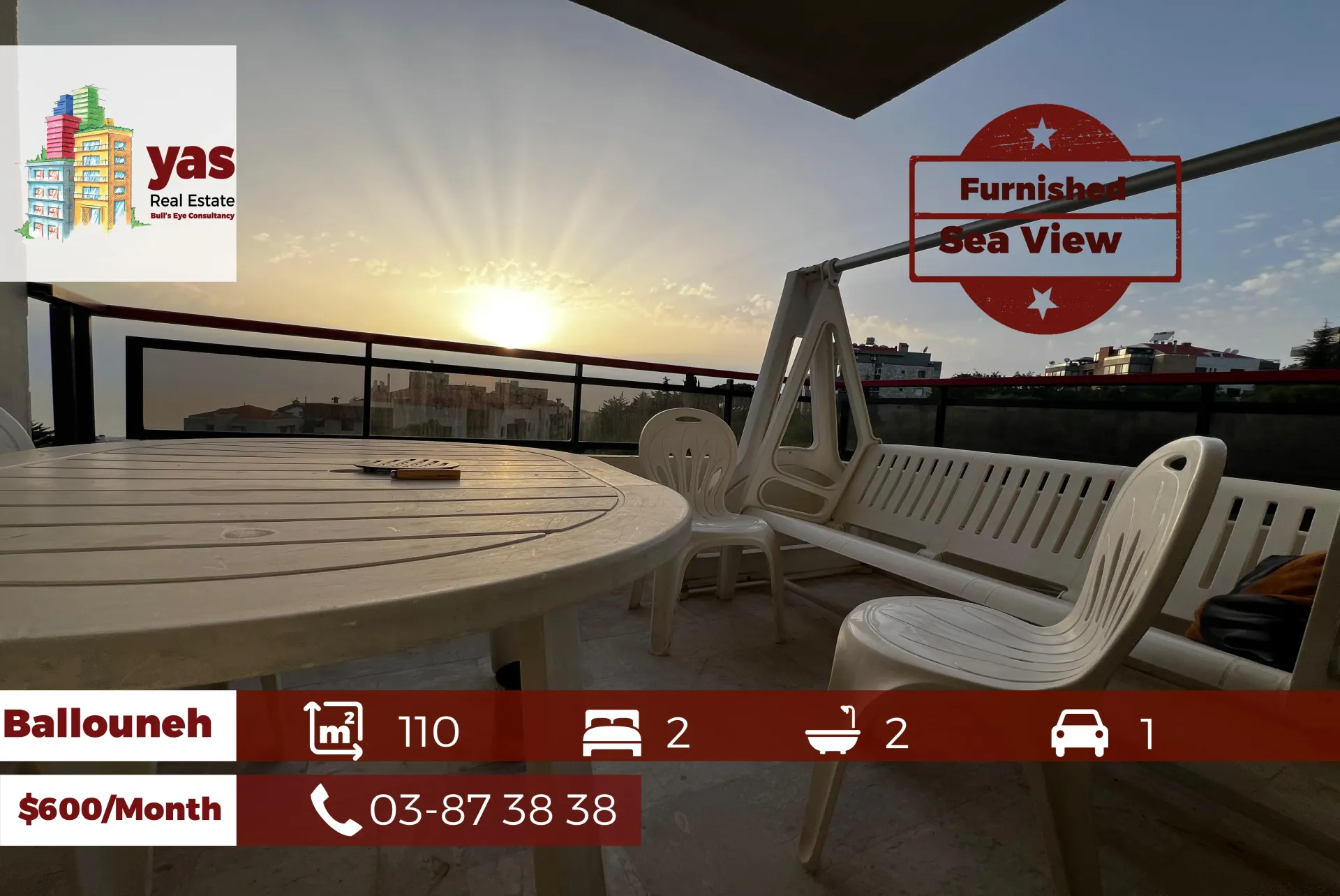 Apartment for Rent in Ballouneh - 2 bed, 2 bath