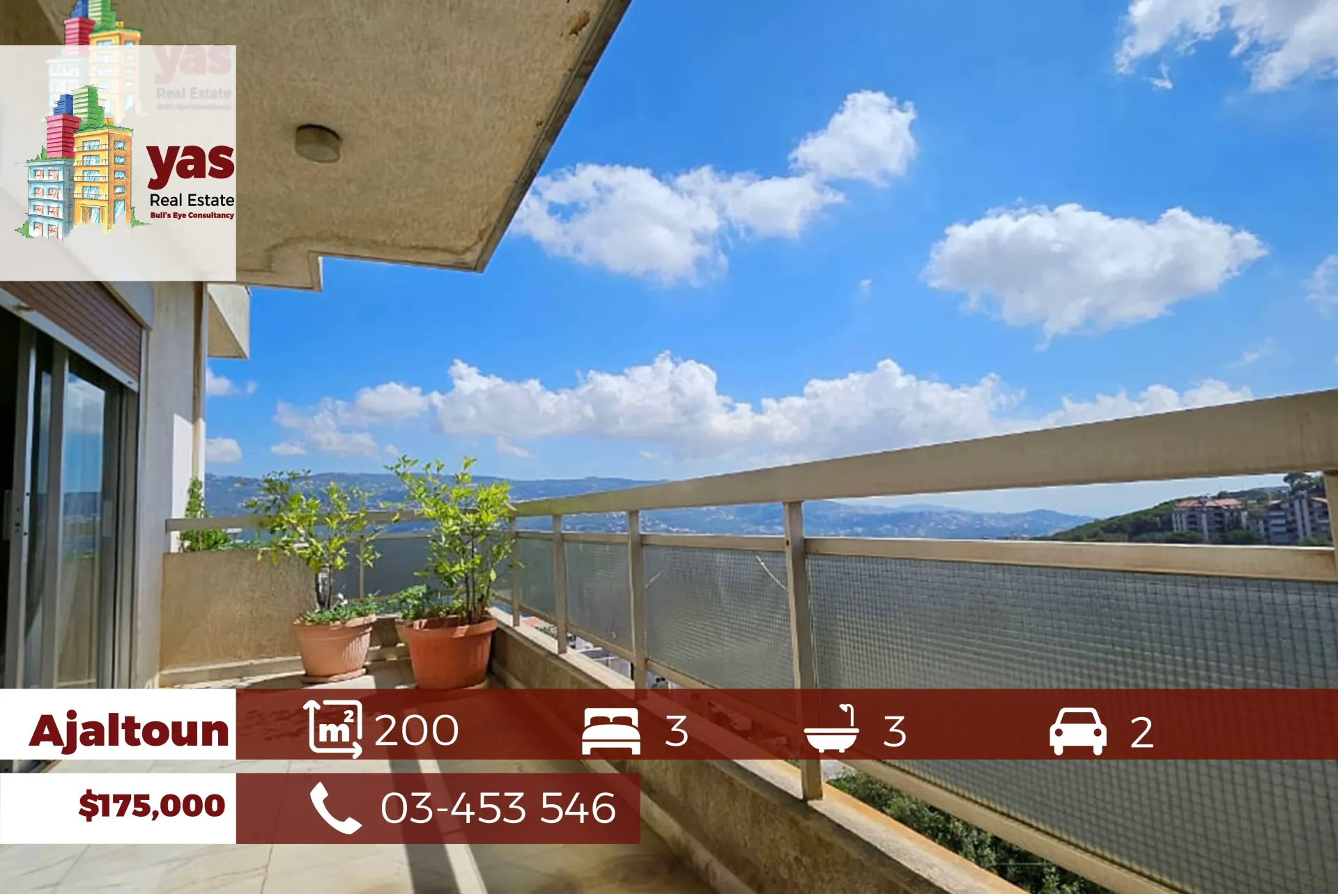 Apartment for Sale in Ajaltoun - 3 bed, 3 bath