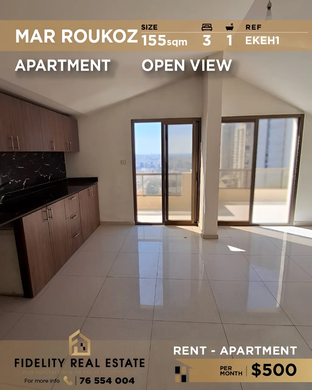 Apartment for rent in Mar Roukouz, Lebanon - 3 bed, 1 bath