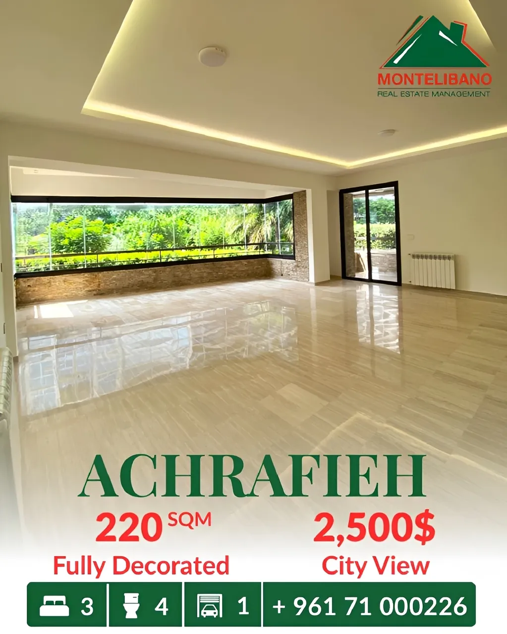 Apartment for rent in Achrafieh, Beirut, Lebanon