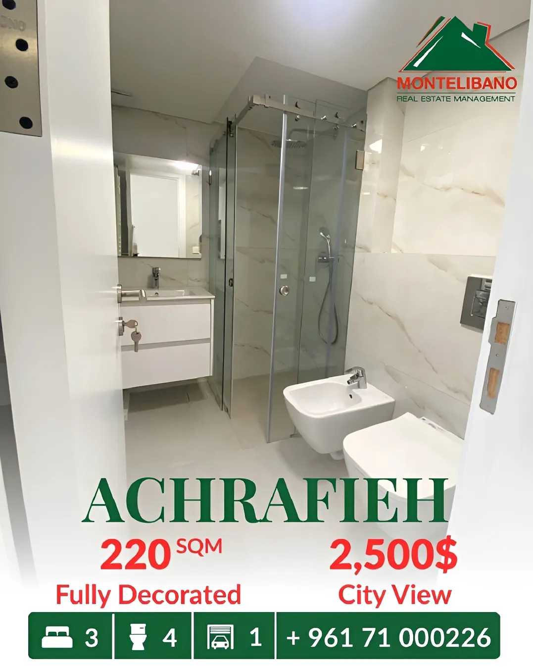 Apartment for rent in Achrafieh, Beirut, Lebanon