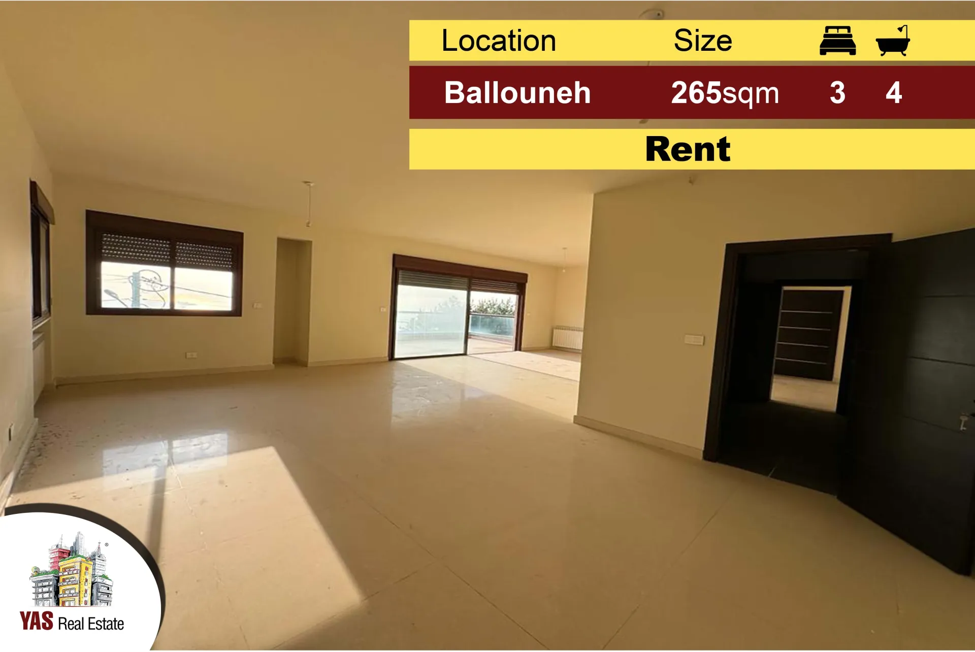 Apartment for Rent in Ballouneh - 3 bed, 4 bath