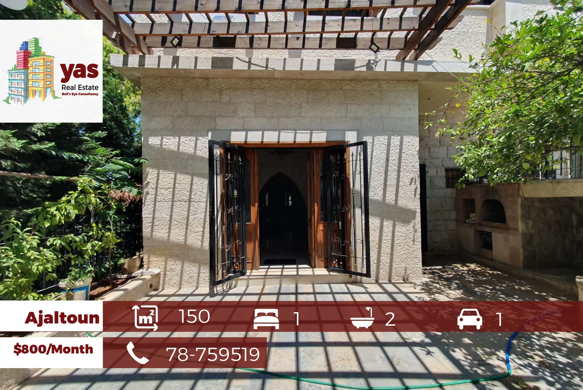 Apartment for Rent in Ajaltoun - 1 bed, 2 bath