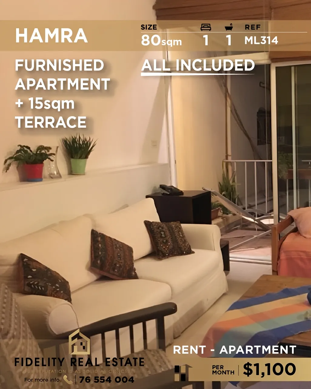 Apartment for rent in Hamra, Beirut, Lebanon - 1 bed, 1 bath