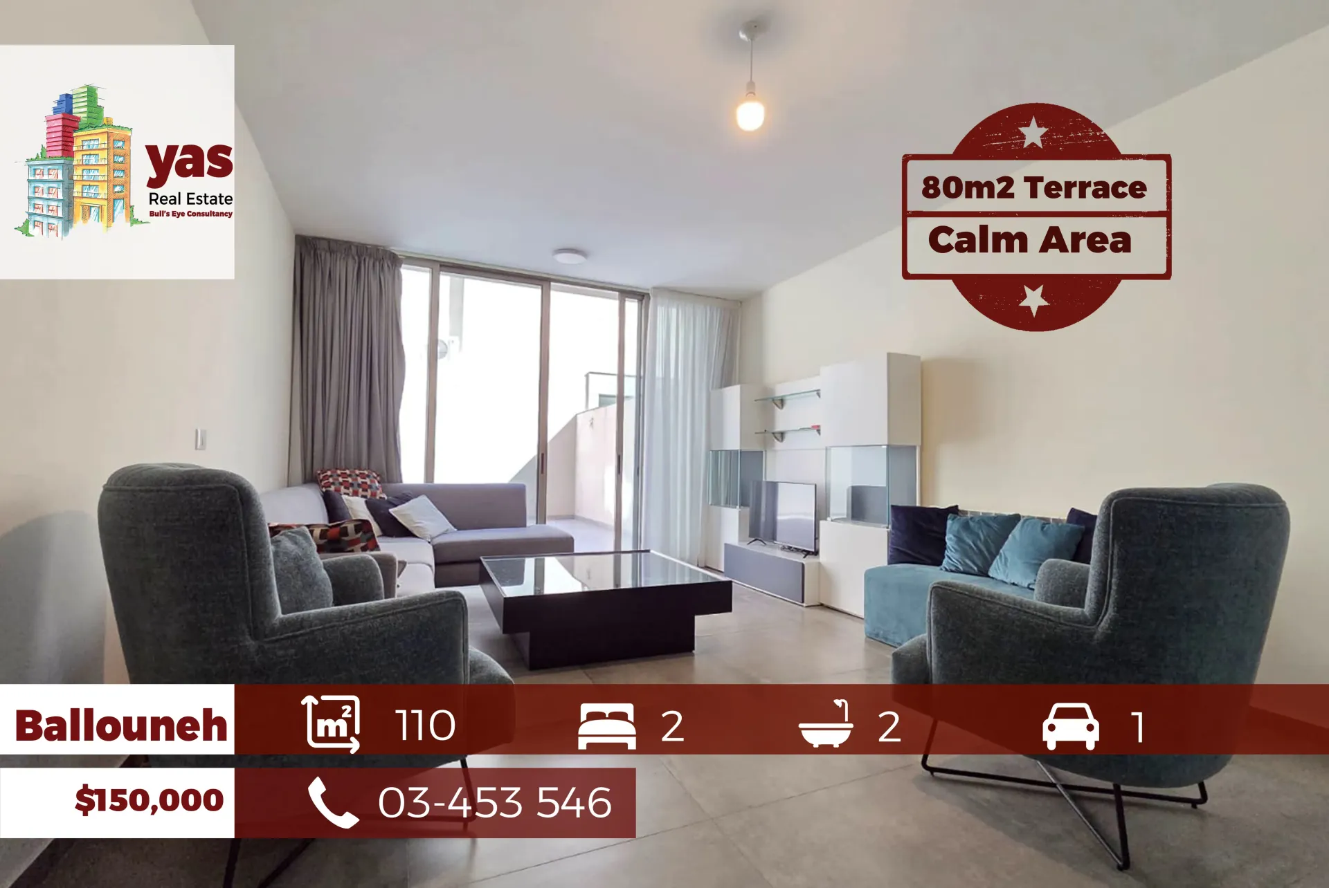 Apartment for Sale in Ballouneh - 2 bed, 2 bath