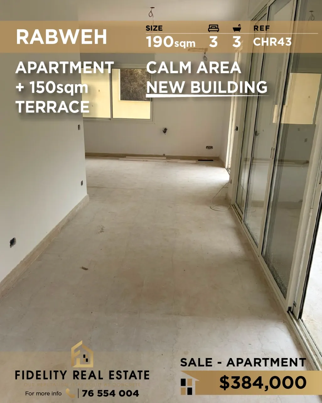 Apartment for sale in Rabweh, Bayrut, Lebanon - 3 bed, 3 bath