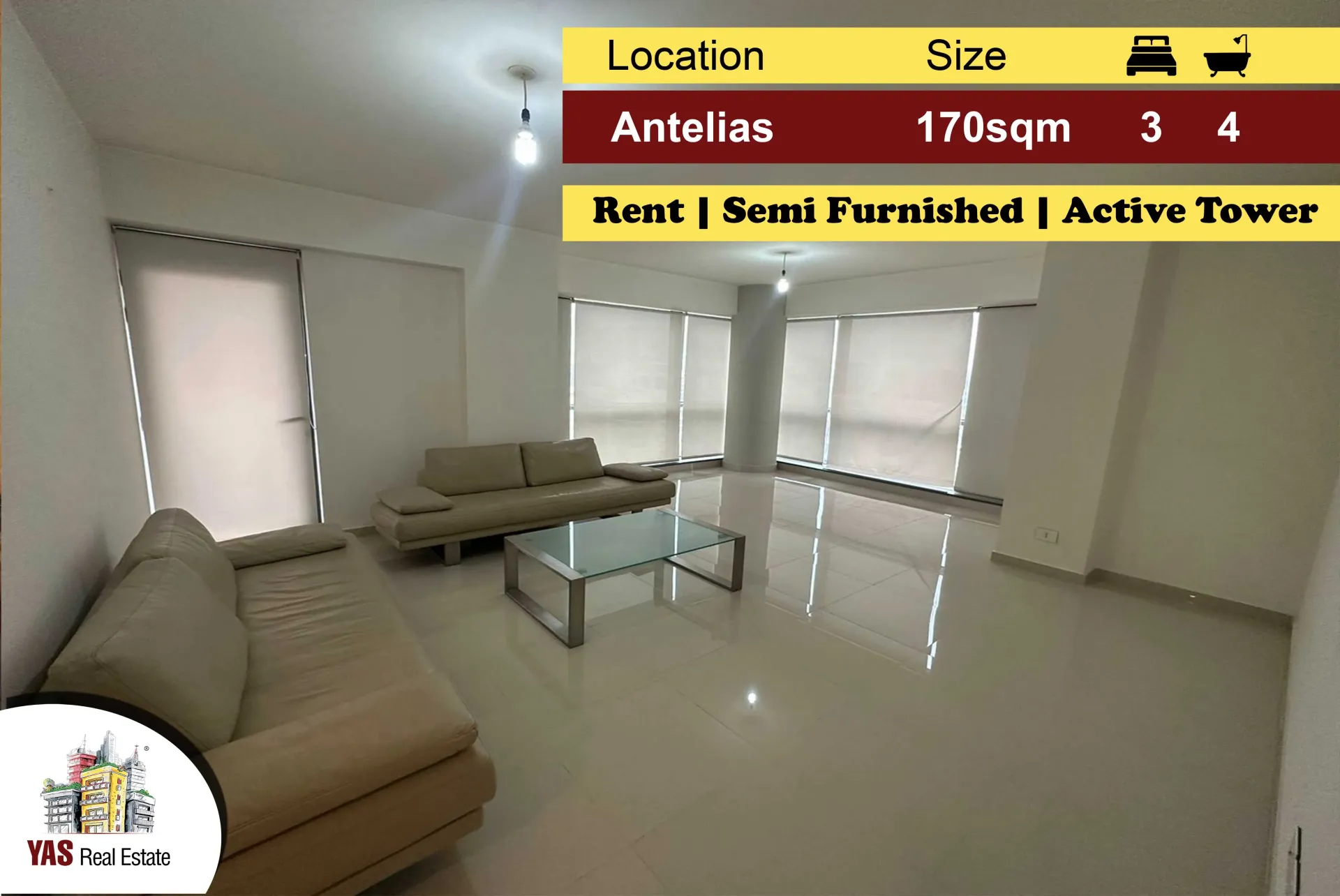 Apartment for Rent in Antelias - 3 bed, 4 bath