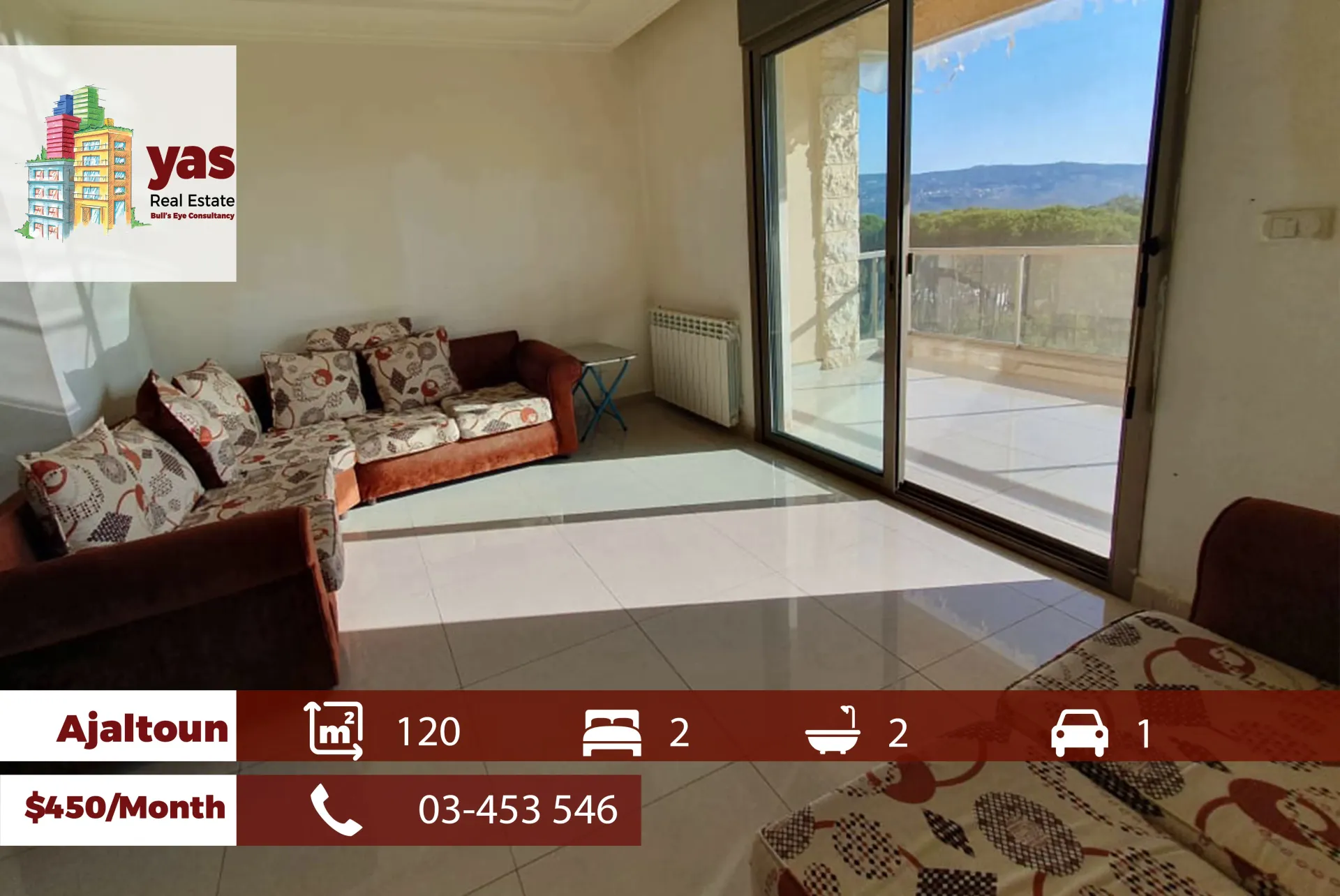 Apartment for Rent in Ajaltoun - 2 bed, 2 bath