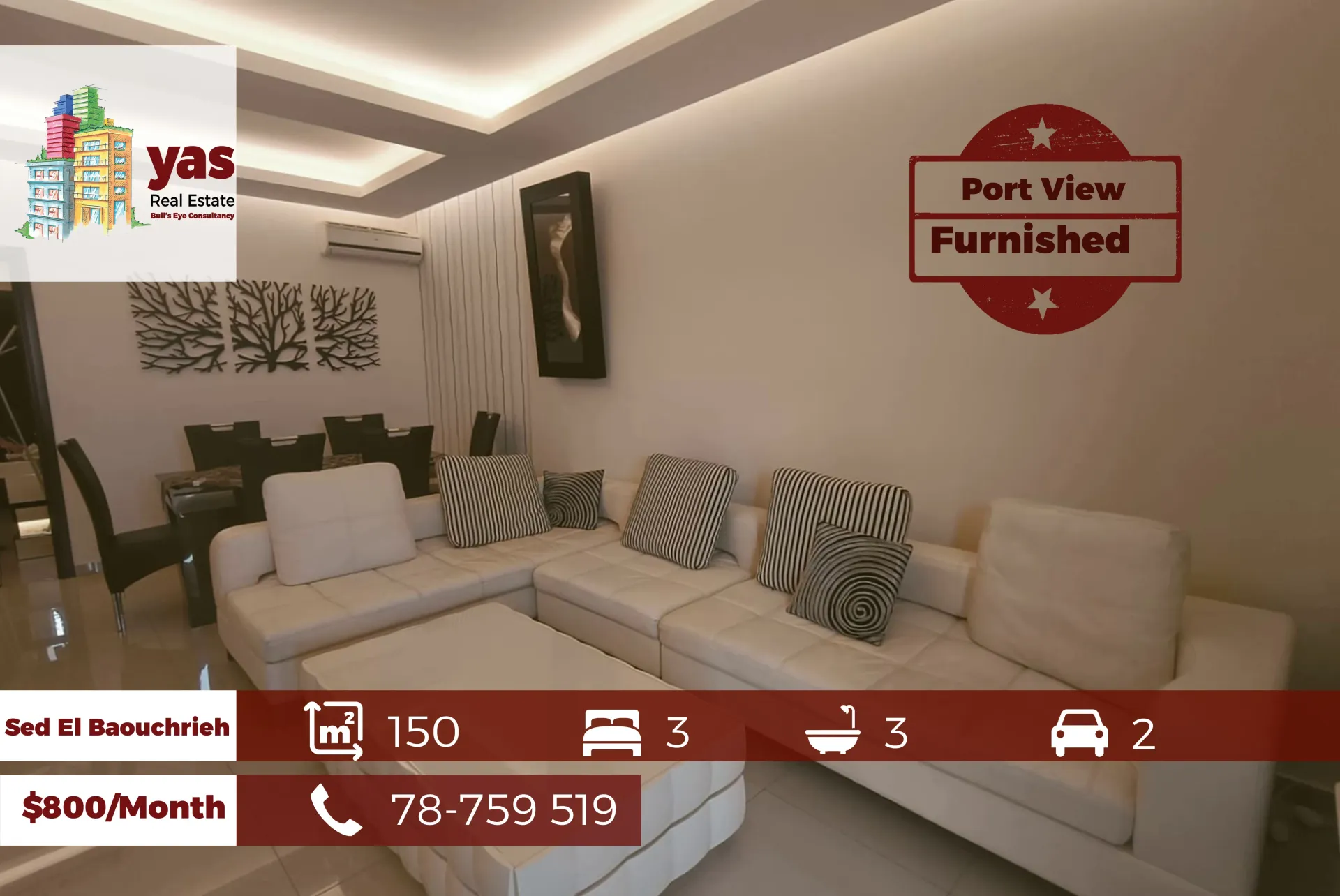 Apartment for Rent in Sad El Baouchriyeh - 3 bed, 3 bath