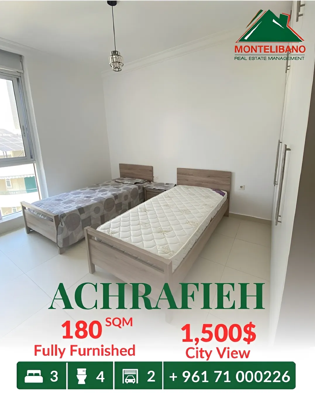 Apartment for rent in Achrafieh, Beirut, Lebanon