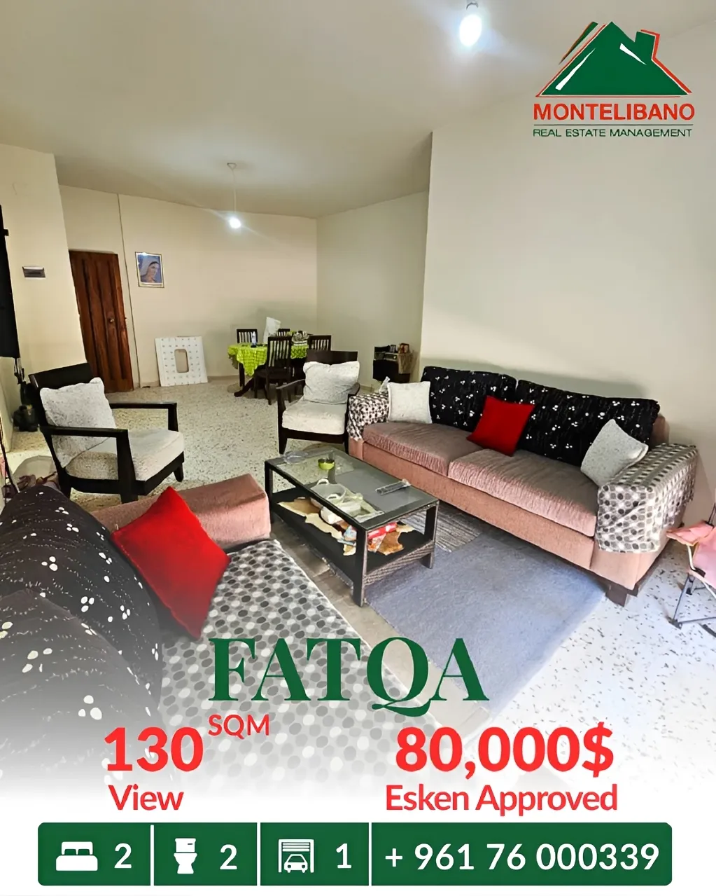 Apartment for sale in Fatqa, Lebanon - 2 bed, 2 bath