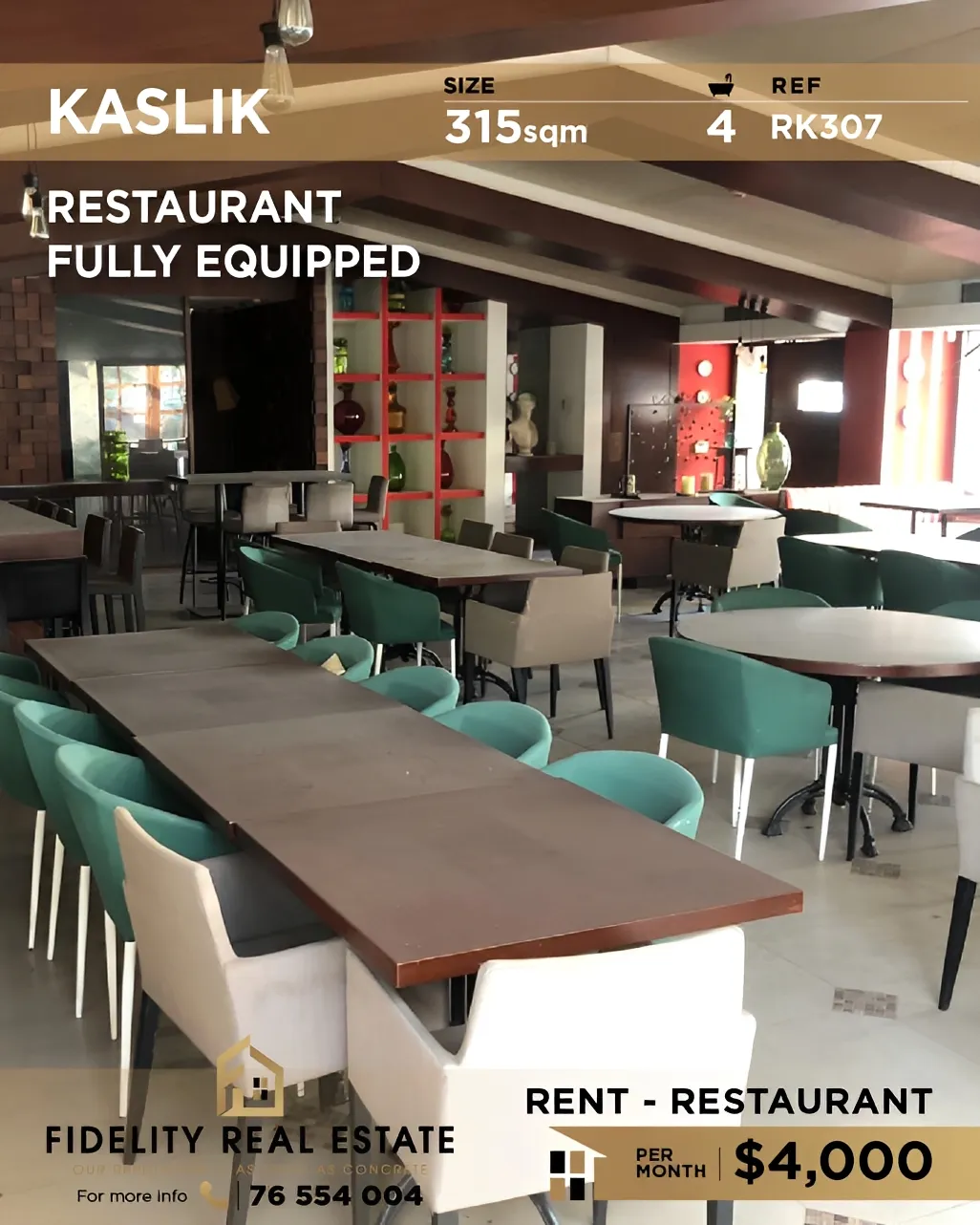 Restaurant for rent in Kaslik, Lebanon
