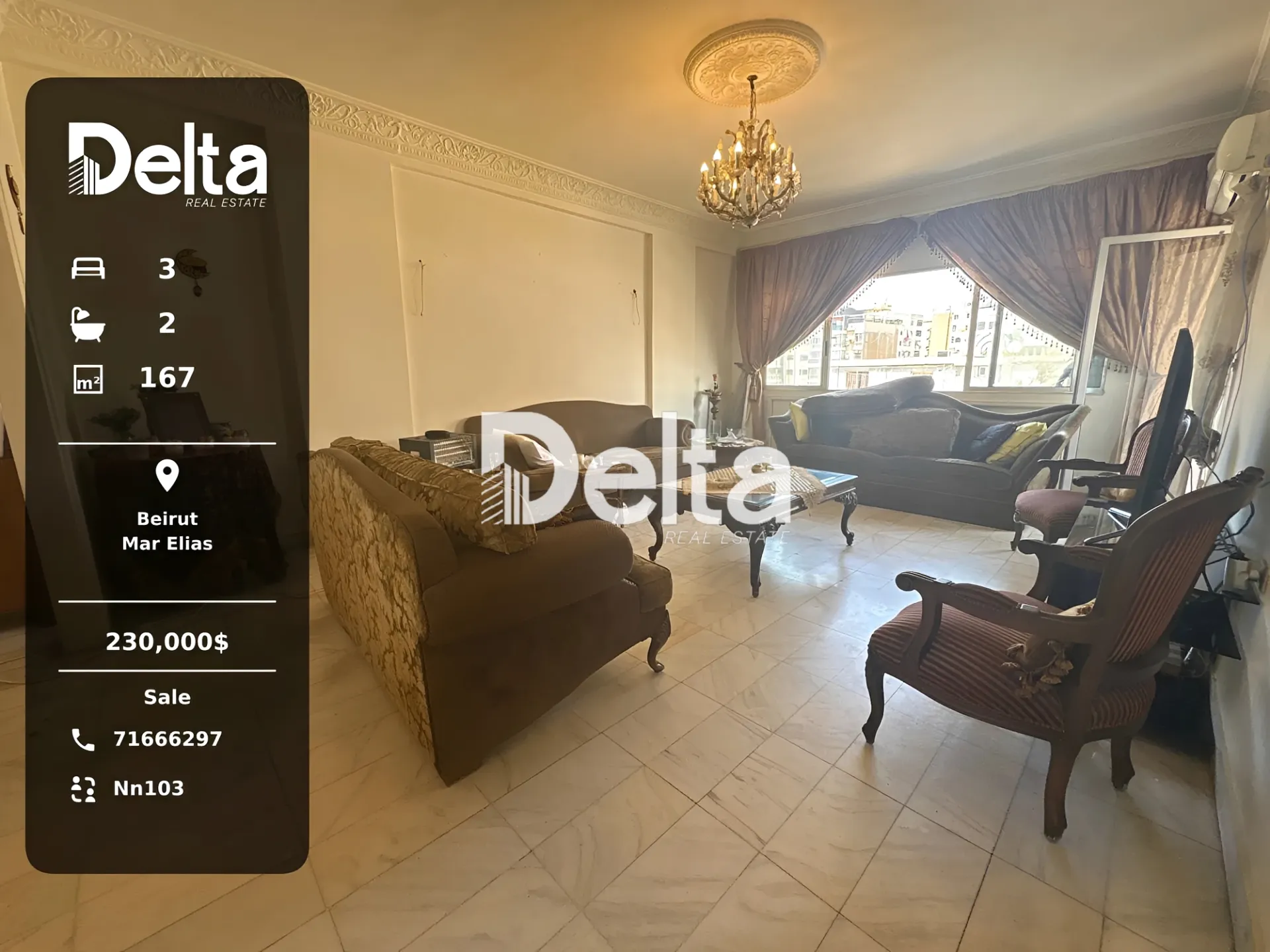 Apartment for sale in Mar elias, beirut, lebanon - 3 bed, 2.0 bath