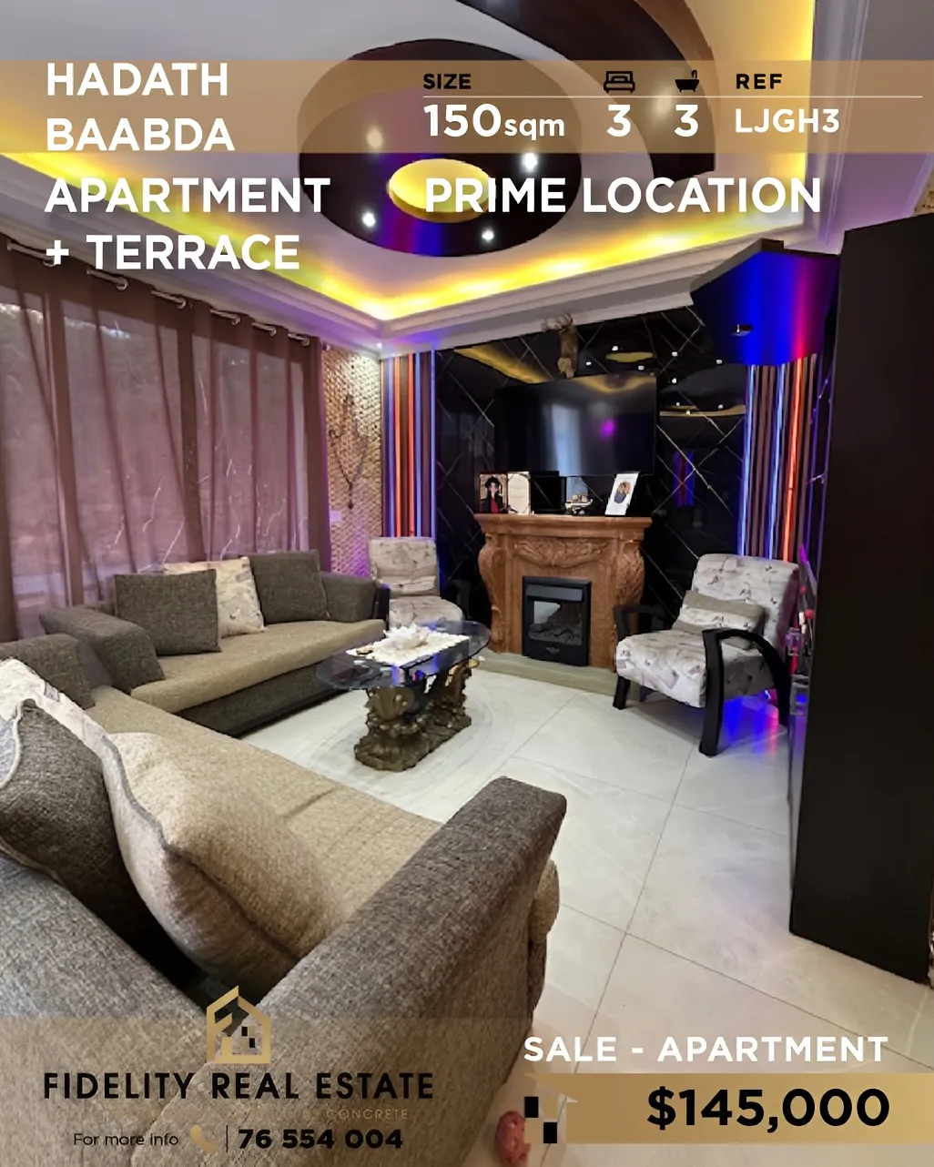 Apartment for sale in Hadath, Lebanon - 3 bed, 3 bath
