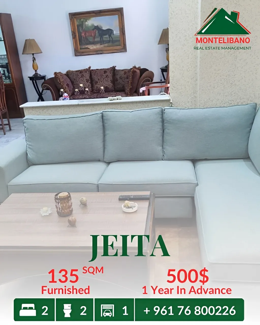 Apartment for rent in Jeita, Lebanon
