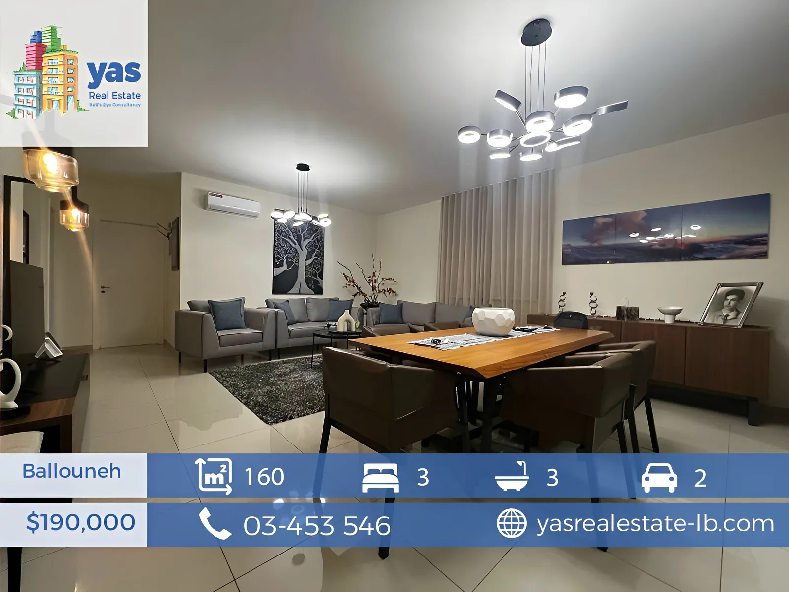 Apartment for Sale in Ballouneh - 3 bed, 3 bath