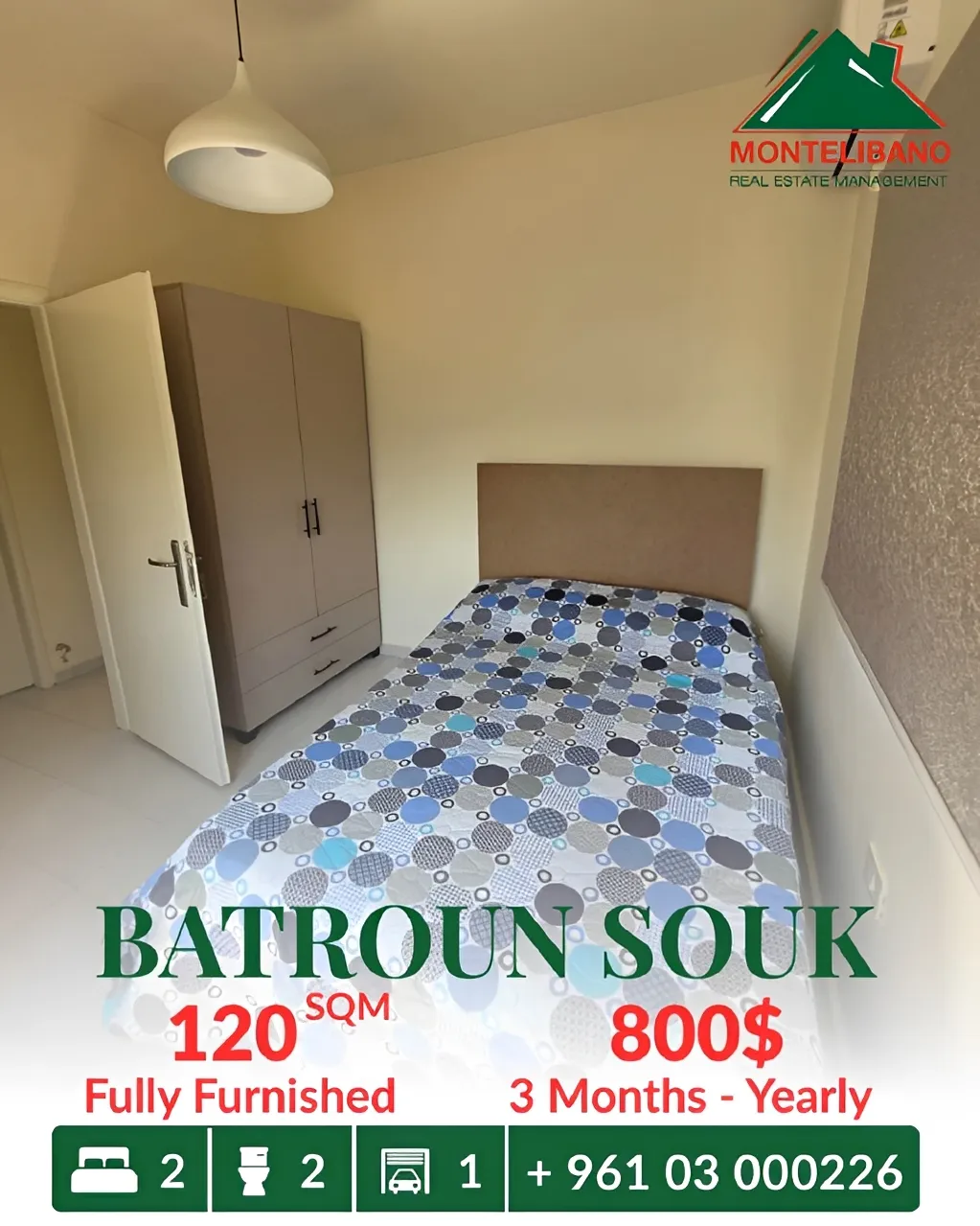 Apartment for rent in Batroun