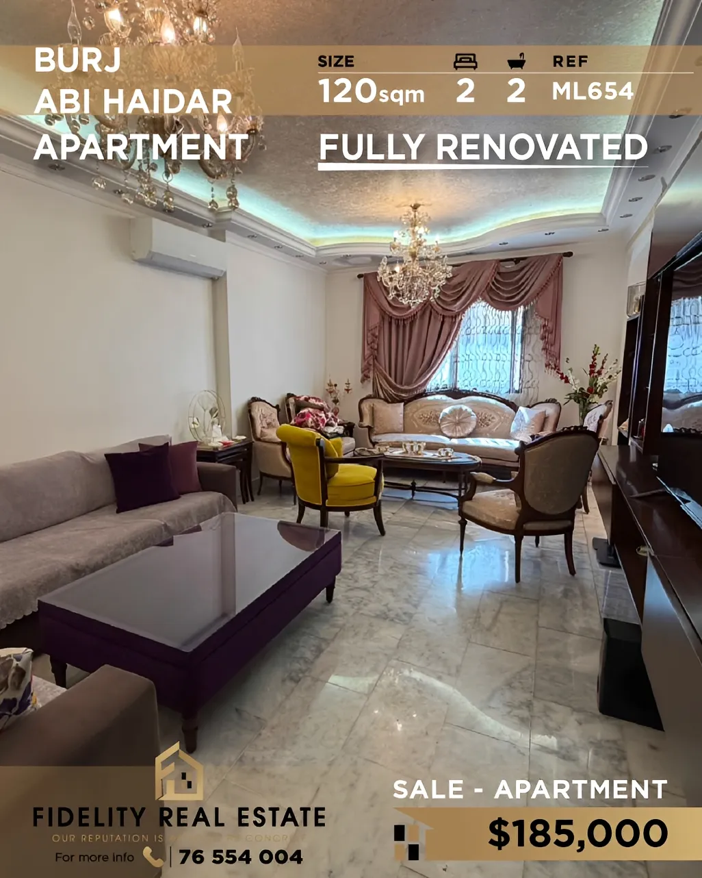 Apartment for sale in Bourj Abi Haydar, Beirut, Lebanon - 2 bed, 2 bath
