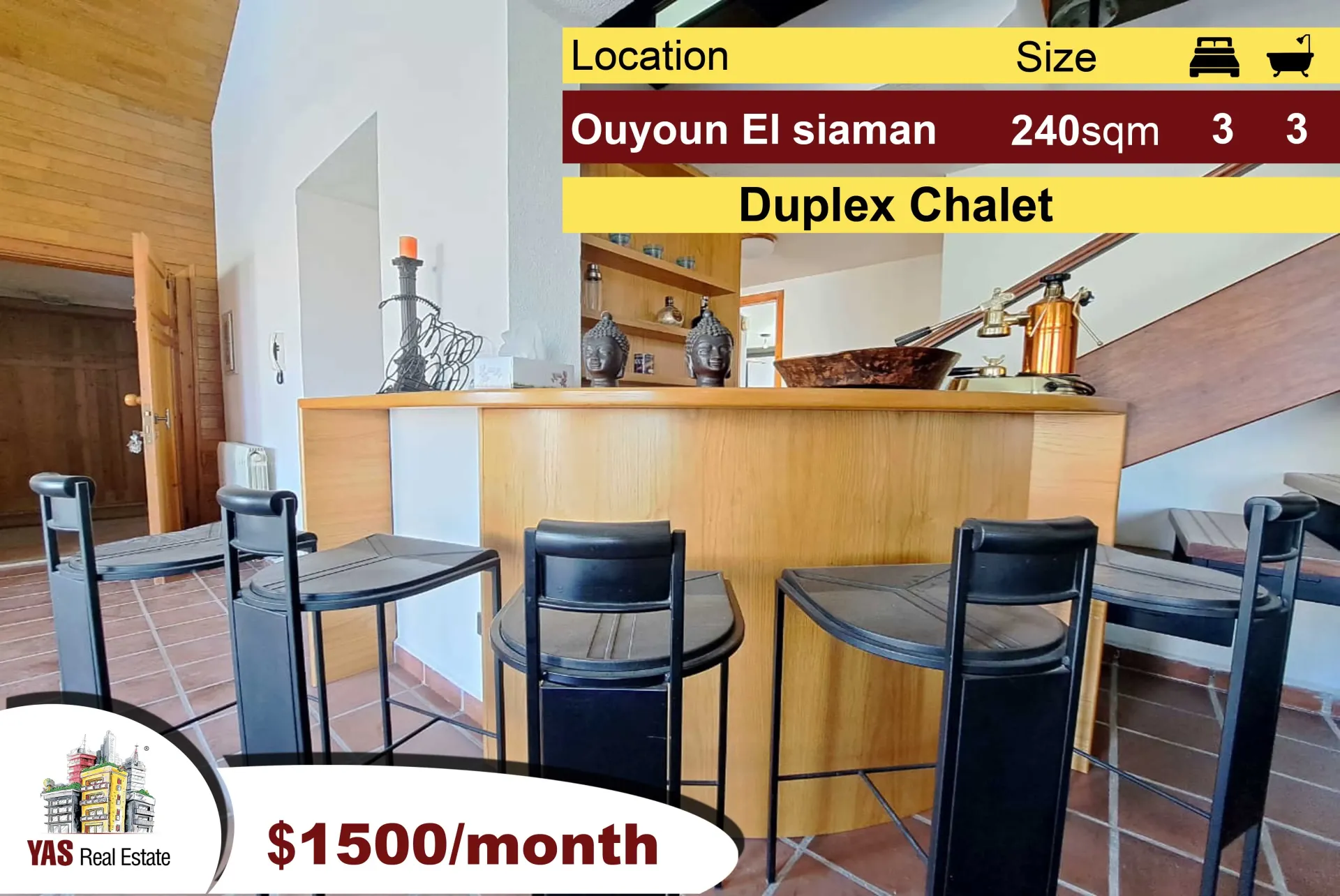 Chalet for rent in Aayoun El Siman