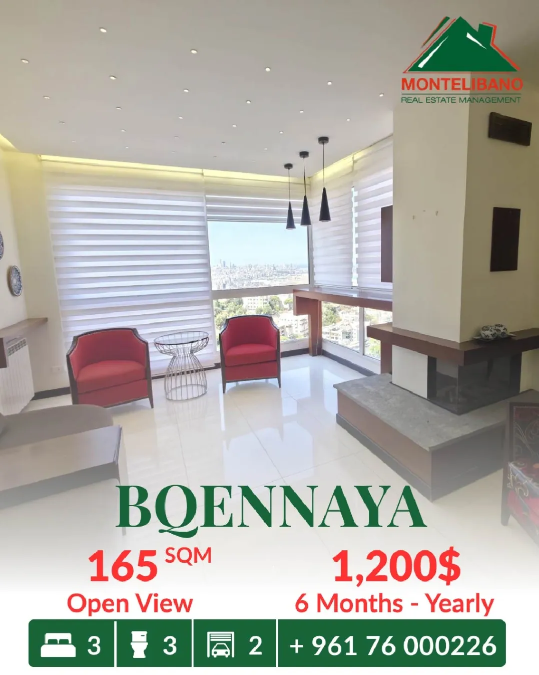 Apartment for rent in Bqennaya, Lebanon