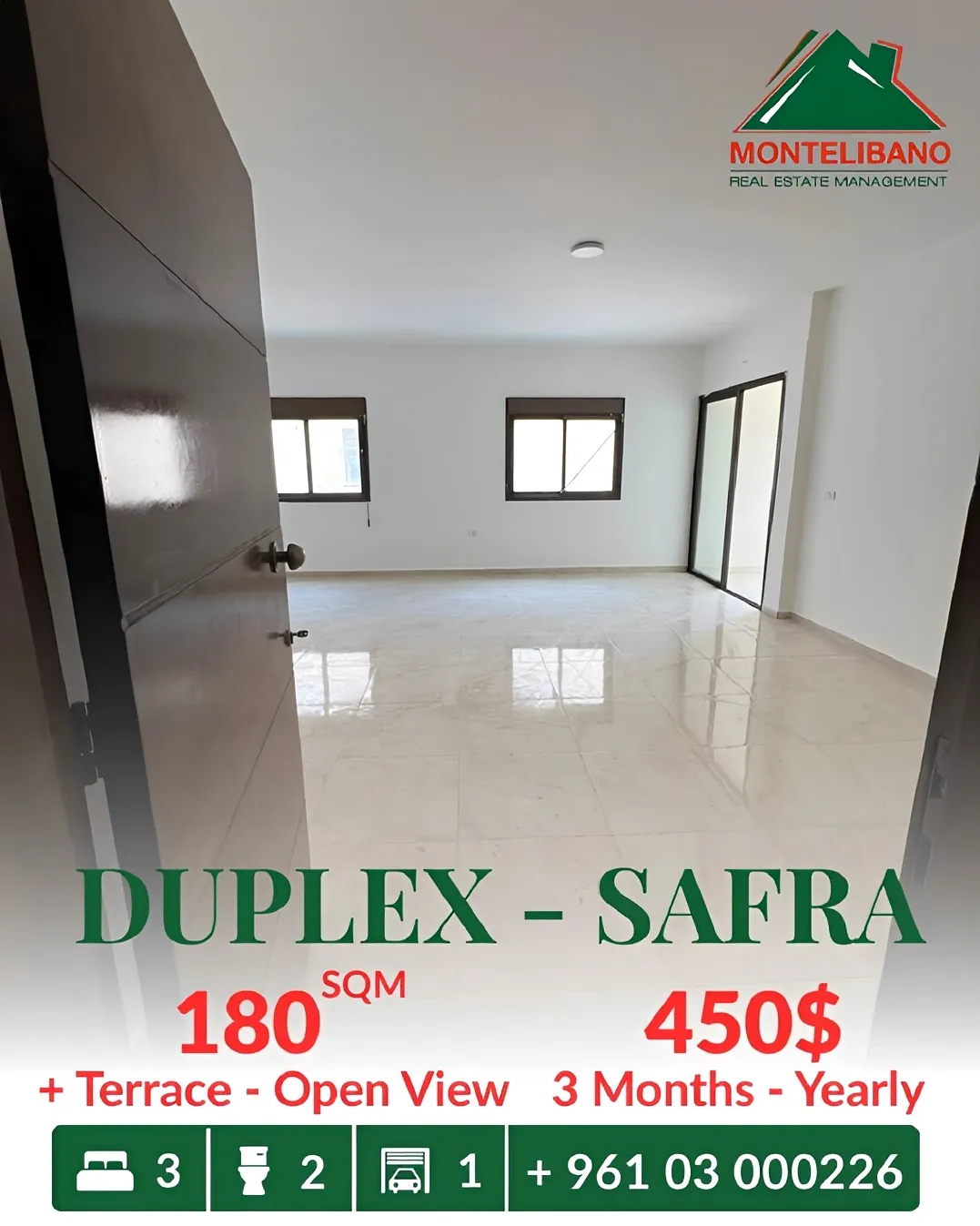 Duplex for rent in Safra, Lebanon