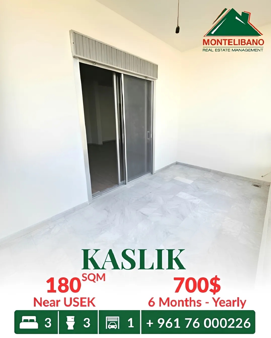 Apartment for rent in Kaslik