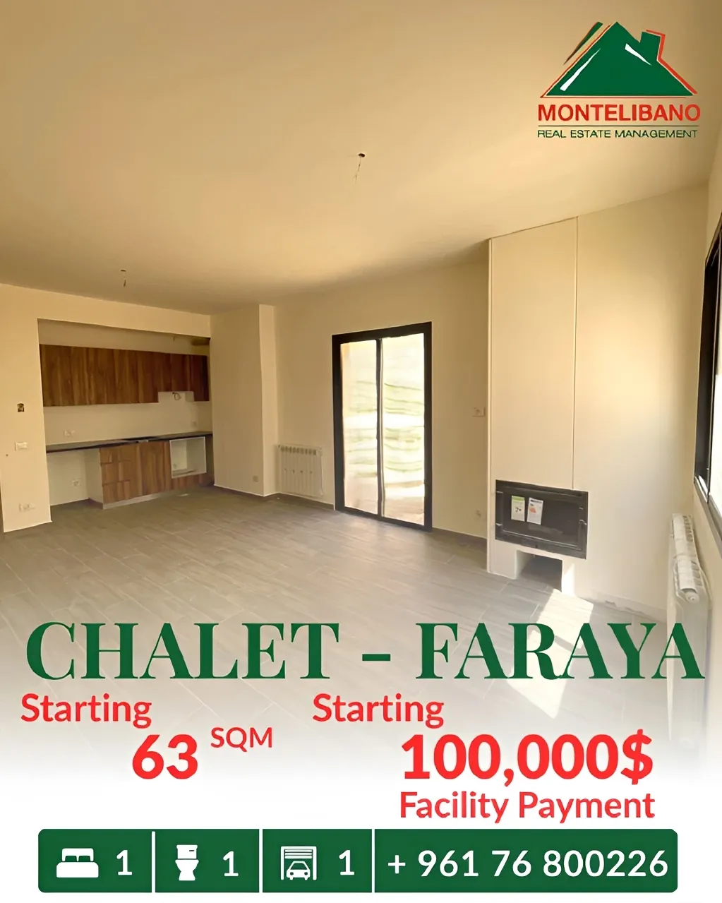 Chalet for sale in Faraya, Lebanon - 1 bed, 1 bath