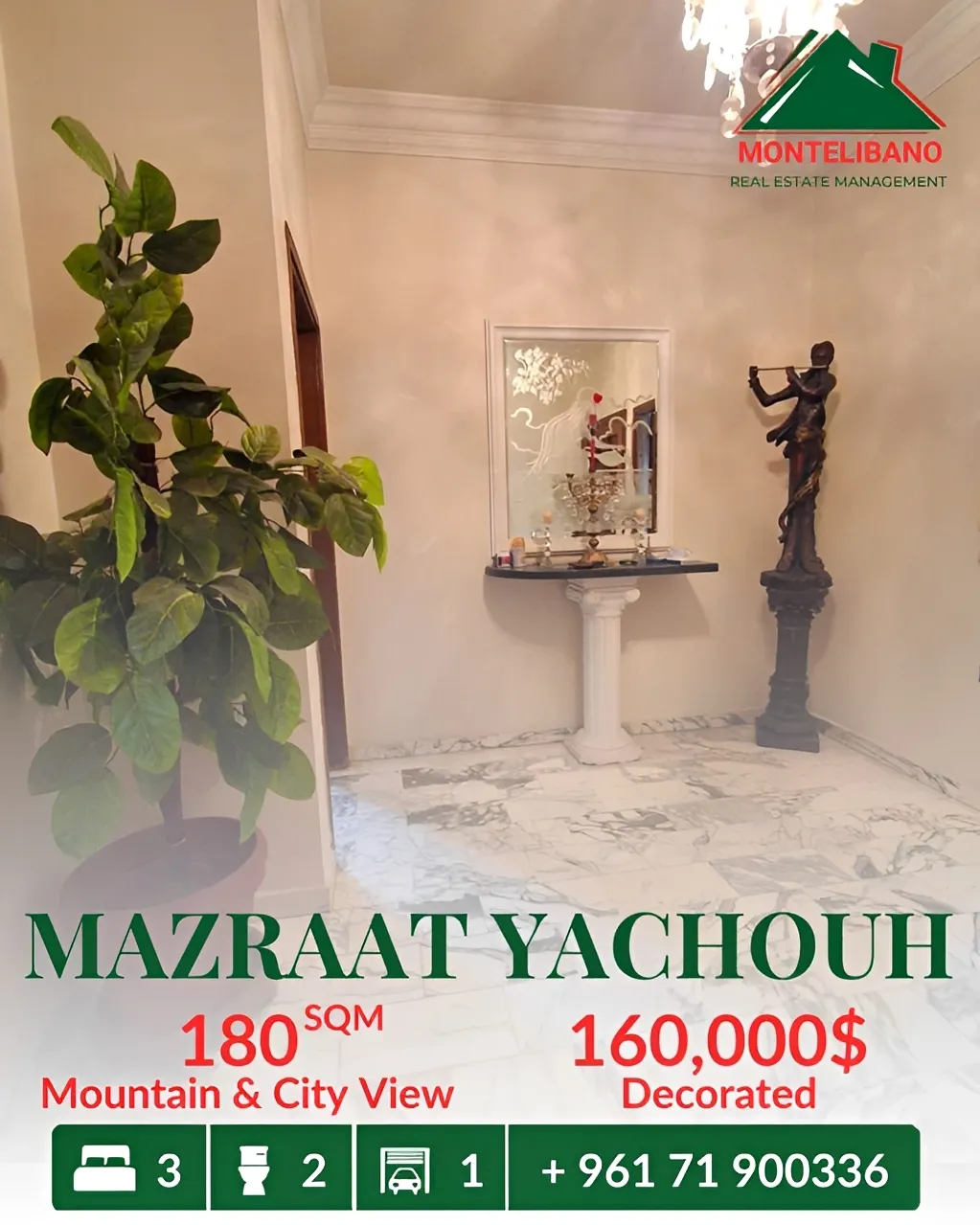 Apartment for sale in Mazraat Yachoua, Lebanon