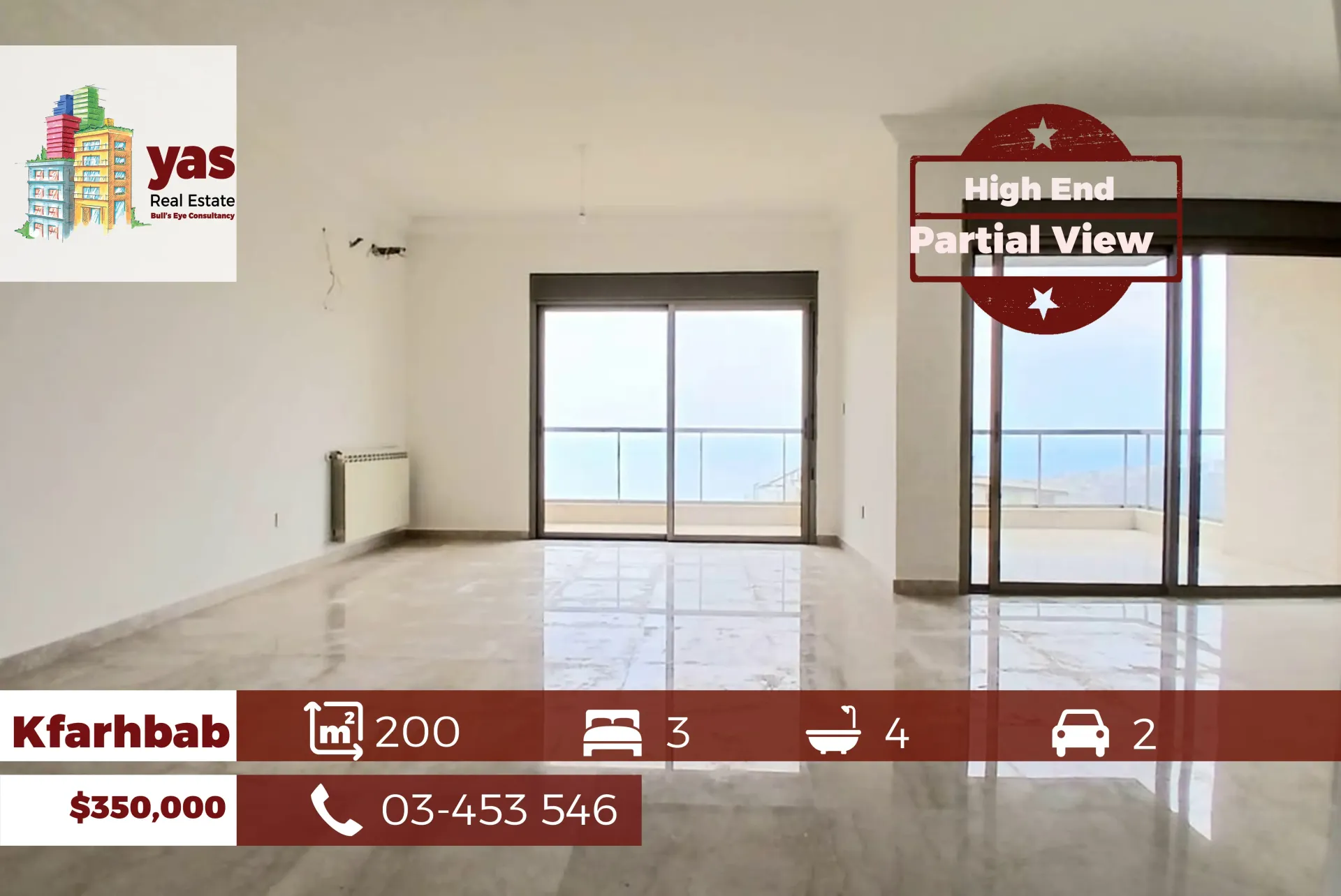 Apartment for Sale in Kfar Hbab - 3 bed, 4 bath