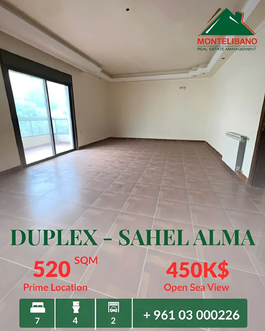 Duplex for sale in Sahel Alma, Lebanon