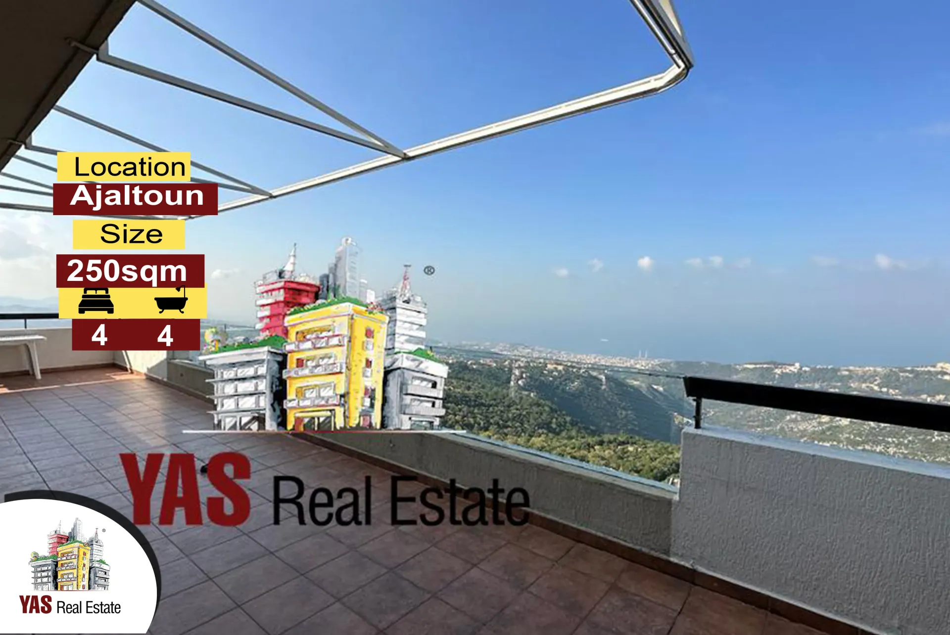 Apartment for Sale in Ajaltoun - 4 bed, 4 bath